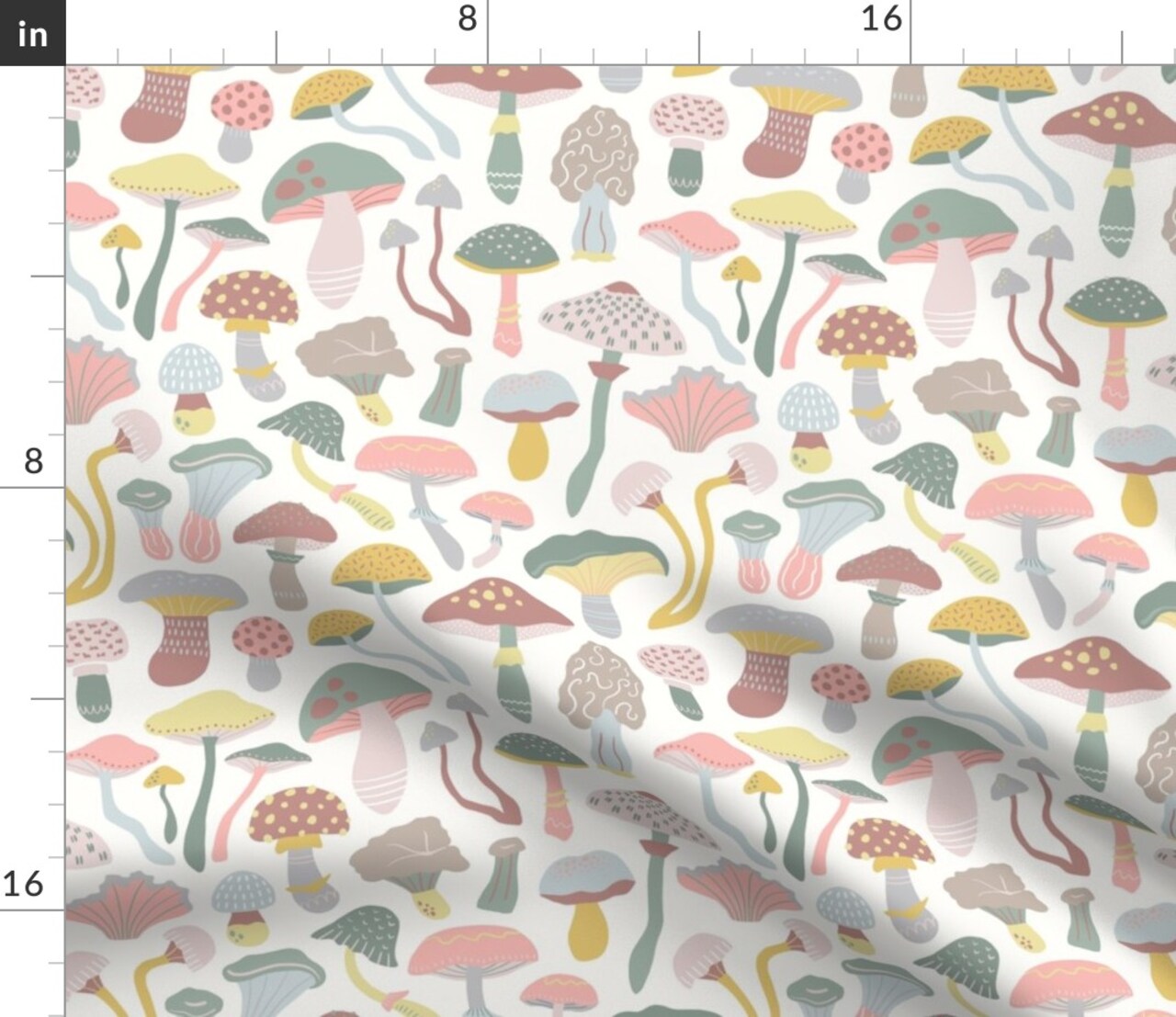 Neutral Mushrooms Neutral Pink Green Kids Baby Nursery Gender Custom Printed Fabric by Spoonflower Various Fabrics by the Yard or Fat Quarter
